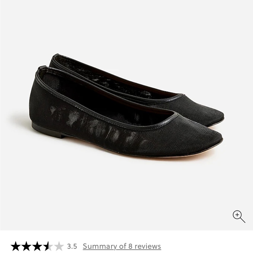 J. Crew Black Zoe Mesh Ballet Flats size 8 New